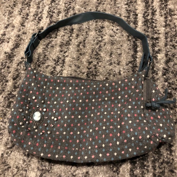 Small Target purse-blue grey with cameo detail - Picture 1 of 7